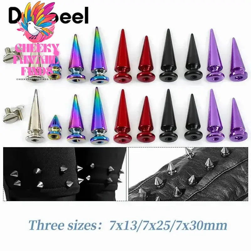 5/10Pcs Deepeel Metal Punk Rivet Cone Studs Spikes Screws Bag Shoes Clothes Decorative Nails DIY Leather Handcraft Accessories Cheeky Fantail Finds