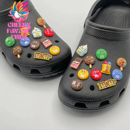 5-11Pcs Funny Letter M Bean Garden Shoe Decorations For Sandal Fit Cute Candy Shoe Charms Pins For Kid's Slippers Accessory Gift Cheeky Fantail Finds