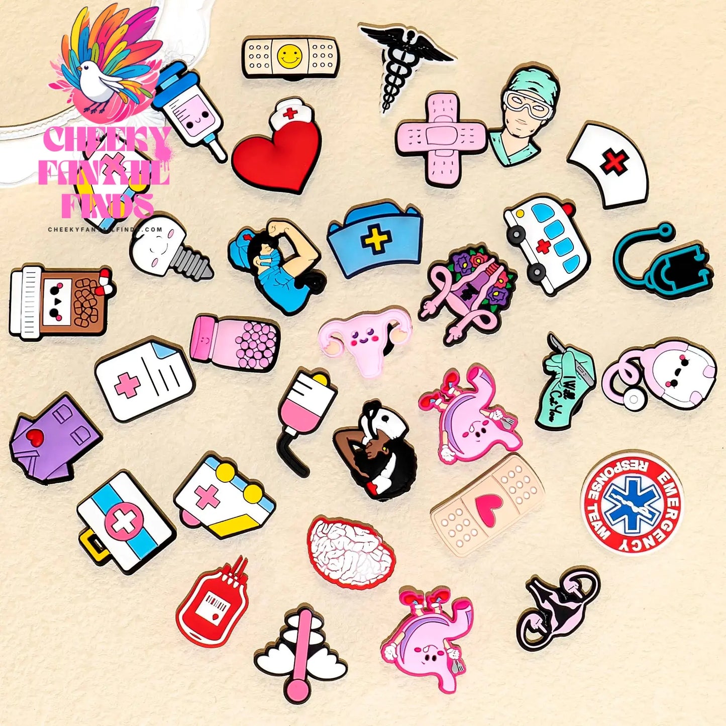 50/100pcs PVC Medical Shoe Charms Nurse Shoe Decorations Pins for Doctor Women Favor DIY Gifts Sandal Accessories Clog Buckles - Cheeky Fantail Finds