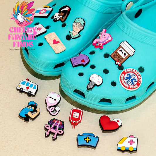 50/100pcs PVC Medical Shoe Charms Nurse Shoe Decorations Pins for Doctor Women Favor DIY Gifts Sandal Accessories Clog Buckles - Cheeky Fantail Finds