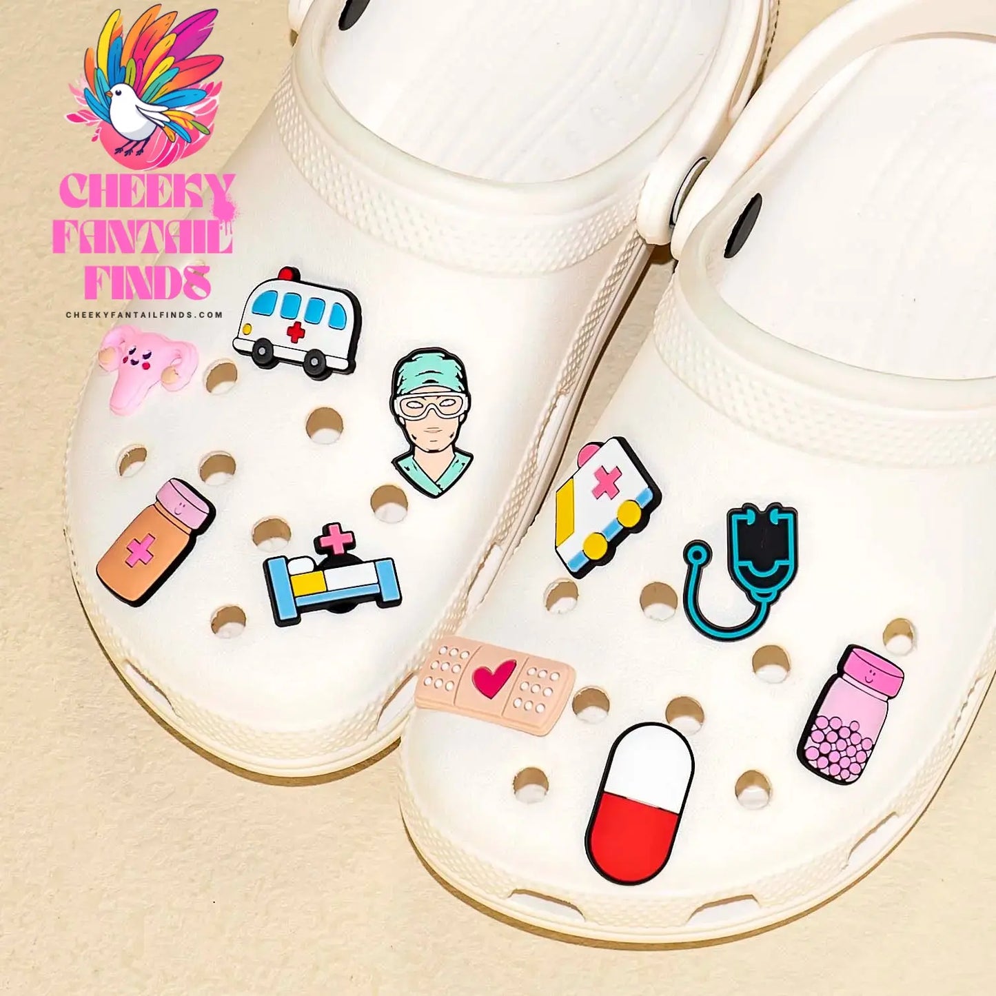 50/100pcs PVC Medical Shoe Charms Nurse Shoe Decorations Pins for Doctor Women Favor DIY Gifts Sandal Accessories Clog Buckles - Cheeky Fantail Finds