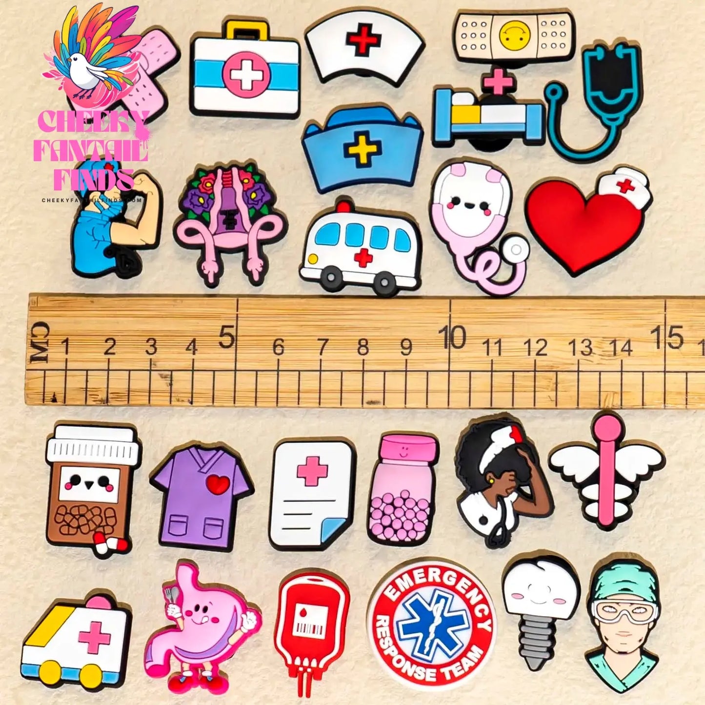 50/100pcs PVC Medical Shoe Charms Nurse Shoe Decorations Pins for Doctor Women Favor DIY Gifts Sandal Accessories Clog Buckles - Cheeky Fantail Finds