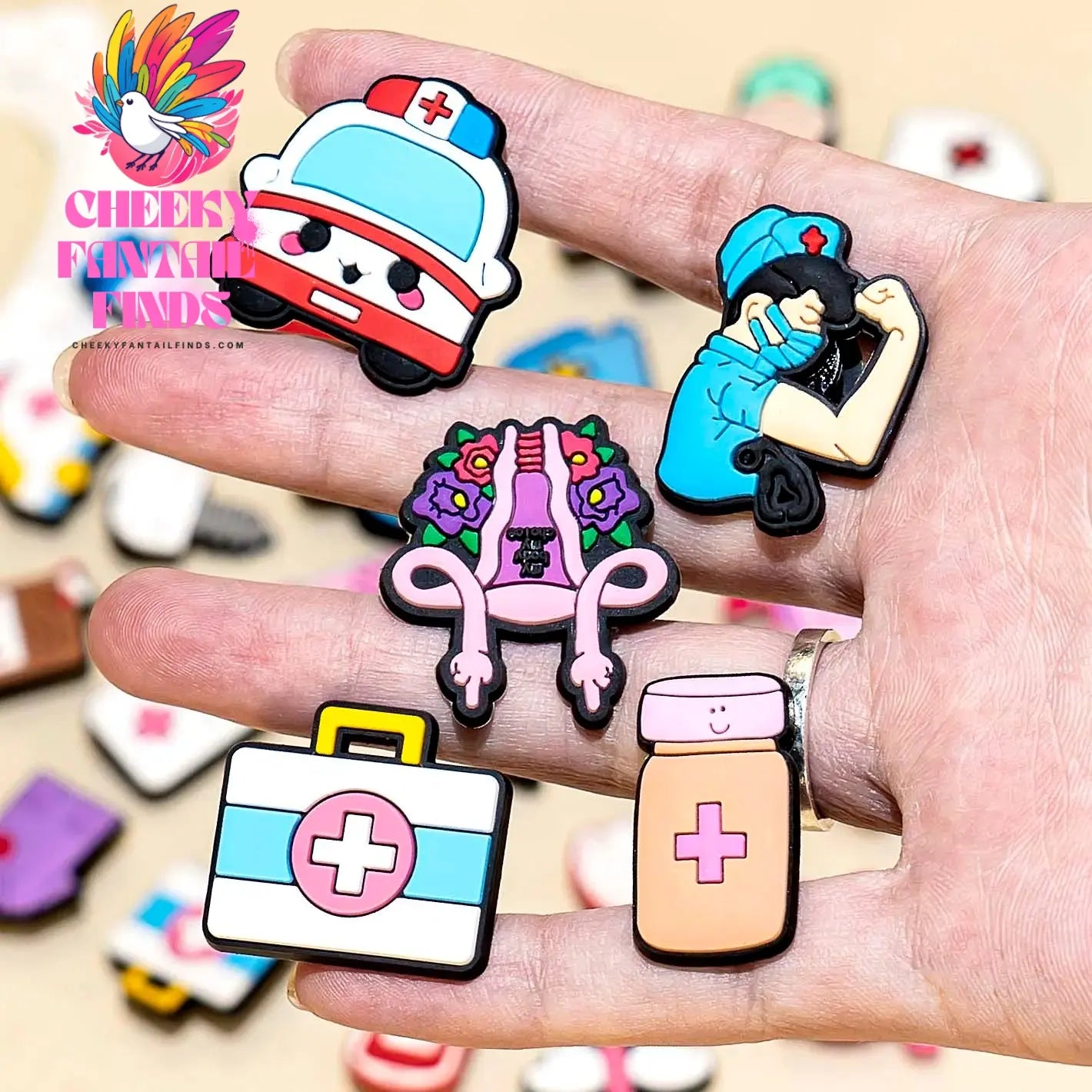 50/100pcs PVC Medical Shoe Charms Nurse Shoe Decorations Pins for Doctor Women Favor DIY Gifts Sandal Accessories Clog Buckles - Cheeky Fantail Finds
