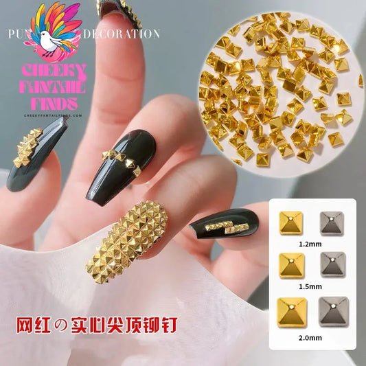 500PCS/Bag Riveting Nail Ornament Gold/Silver Charms Arrow Rivet Metallic Nail Art 1.2/1.5/2mm Punk Spikes Studs Tip Decoration Cheeky Fantail Finds