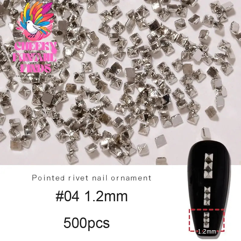 500PCS/Bag Riveting Nail Ornament Gold/Silver Charms Arrow Rivet Metallic Nail Art 1.2/1.5/2mm Punk Spikes Studs Tip Decoration Cheeky Fantail Finds