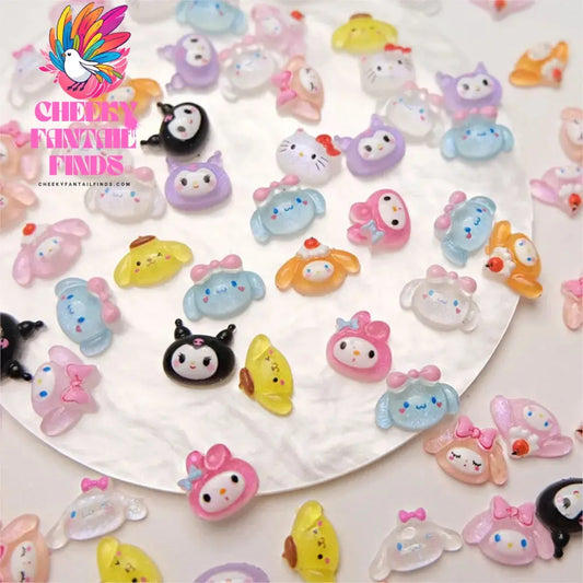 50Pcs Sanrio Cute Cartoon Nail Charms - Kuromi, Melody, Cinnamoroll & Pochacco 3D Resin Decorations for DIY Manicure Phone Cases Cheeky Fantail Finds