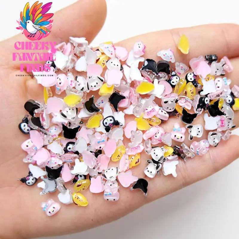 50Pcs Sanrio Cute Cartoon Nail Charms - Kuromi, Melody, Cinnamoroll & Pochacco 3D Resin Decorations for DIY Manicure Phone Cases Cheeky Fantail Finds