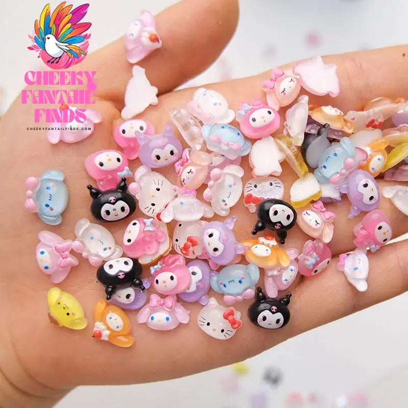 50Pcs Sanrio Cute Cartoon Nail Charms - Kuromi, Melody, Cinnamoroll & Pochacco 3D Resin Decorations for DIY Manicure Phone Cases Cheeky Fantail Finds
