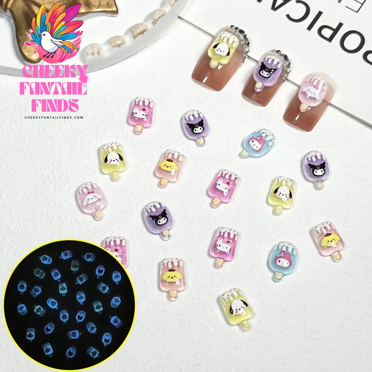 50Pcs Sanrio Cute Cartoon Nail Charms - Kuromi, Melody, Cinnamoroll & Pochacco 3D Resin Decorations for DIY Manicure Phone Cases Cheeky Fantail Finds