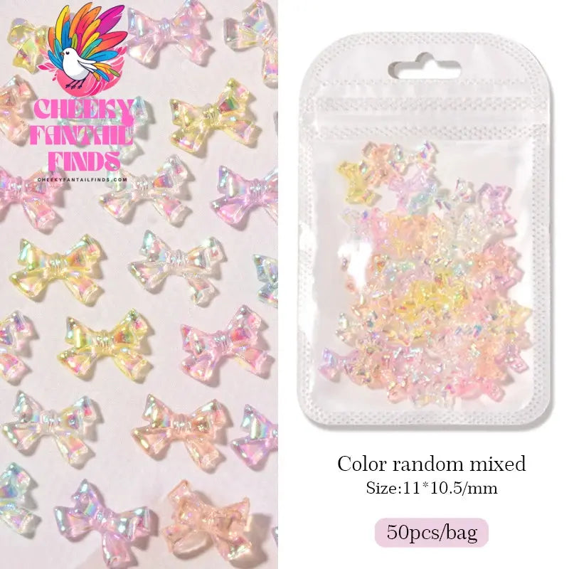 50pcs Jelly Light Variation Rose Moon Butterfly Handmade New Year Charms Nails Accessories Manicure Nail Art Charms Supplies Cheeky Fantail Finds