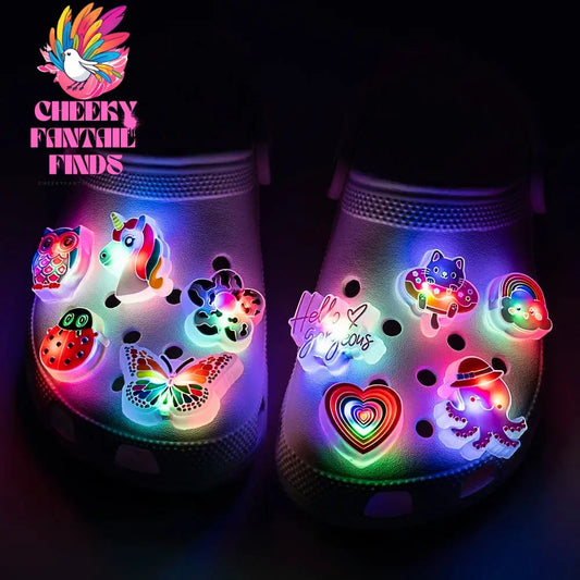 5pcs LED Shoe Charms for Kids Luminous Duck Cat Gamepad Pink Cat Shoe Accessories Pins Women Men Fashion Buckle Shoe Decoration - Cheeky Fantail Finds
