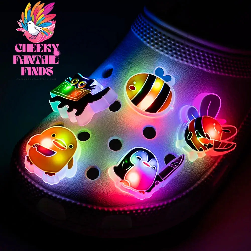 5pcs LED Shoe Charms for Kids Luminous Duck Cat Gamepad Pink Cat Shoe Accessories Pins Women Men Fashion Buckle Shoe Decoration - Cheeky Fantail Finds