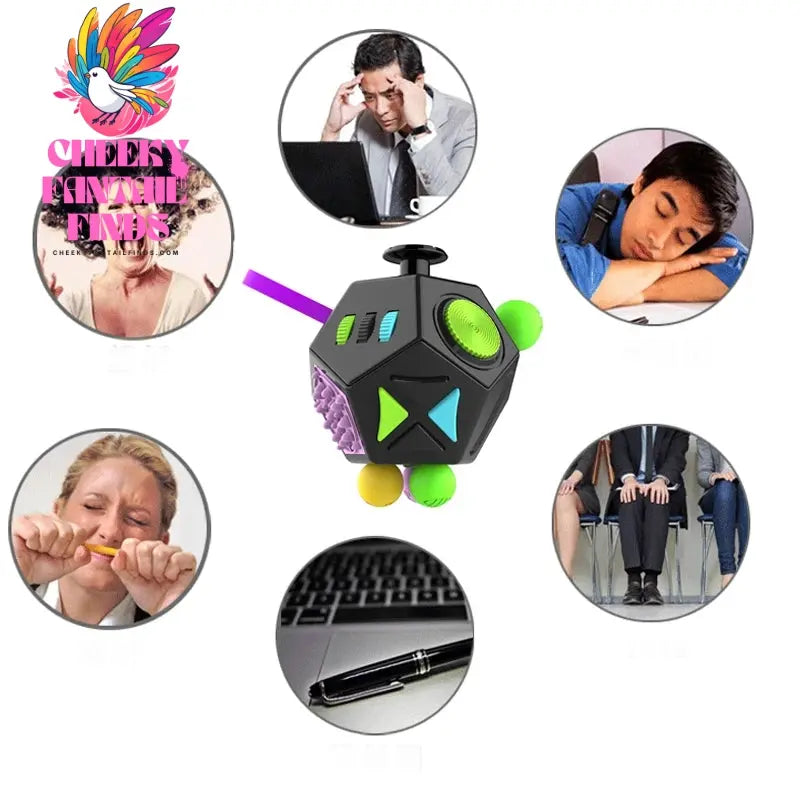6/12 Sides Cube Decompression Toy Rainbow Stress Relief Autism ADHD OCD Anxiety Sensory Toys Fingertip Desk Toy for Kids Adult Cheeky Fantail Finds