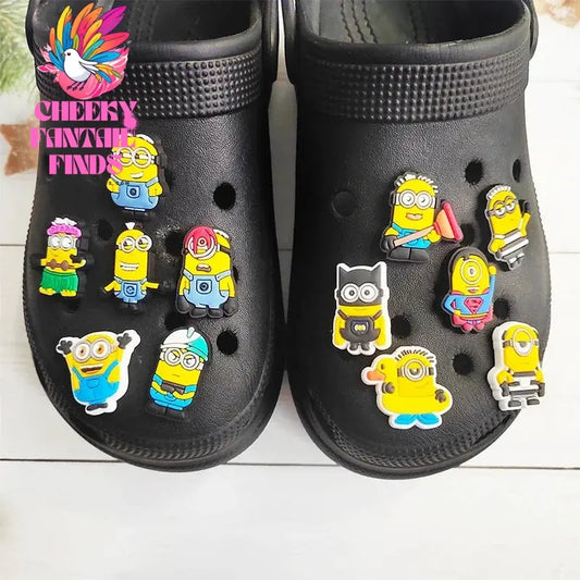 6 12pcs/set Cute Cartoon Minions Series for Shoe Charms Accessories for Classic Clog Shoe Decoration Fit Wristband Kids Gifts New Cheeky Fantail Finds