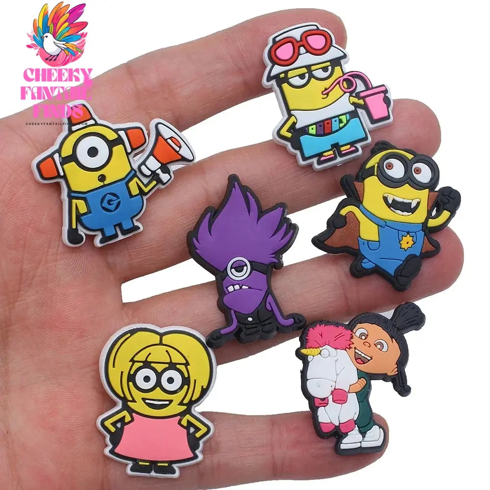6 12pcs/set Cute Cartoon Minions Series for Shoe Charms Accessories for Classic Clog Shoe Decoration Fit Wristband Kids Gifts New Cheeky Fantail Finds