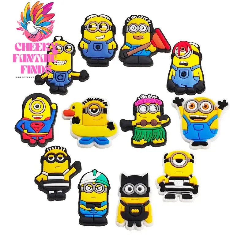 6 12pcs/set Cute Cartoon Minions Series for Shoe Charms Accessories for Classic Clog Shoe Decoration Fit Wristband Kids Gifts New Cheeky Fantail Finds