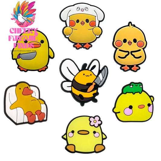 6-9PCS PVC Cute Animals Shoe Charms for Kids Cat Salamander Balloon Dog Unicorn Shoe Decorations Pins Clogs Buckles Accessories Cheeky Fantail Finds