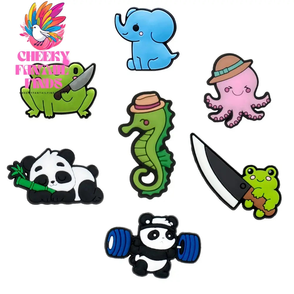 6-9PCS PVC Cute Animals Shoe Charms for Kids Cat Salamander Balloon Dog Unicorn Shoe Decorations Pins Clogs Buckles Accessories Cheeky Fantail Finds