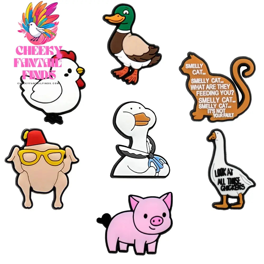 6-9PCS PVC Cute Animals Shoe Charms for Kids Cat Salamander Balloon Dog Unicorn Shoe Decorations Pins Clogs Buckles Accessories Cheeky Fantail Finds