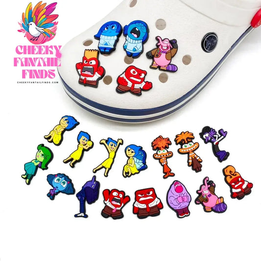 9-20Pcs Inside Out Charms Slippers new Decor pretty Accessories Shoes Flower Game Figure Sandals Ornament Shoe Buckle Cheeky Fantail Finds