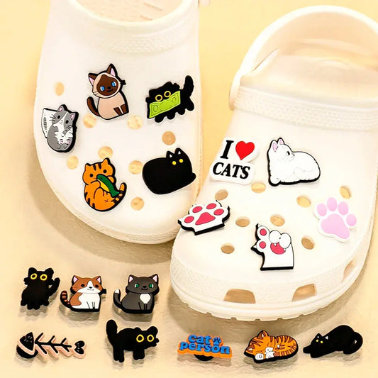 9-50pcs PVC Cat Shoe Charms Pet Shoe Decorations Pins for Women Girls Gift Sandal Accessories Ragdoll Cat Animal Clog Buckle - Cheeky Fantail Finds