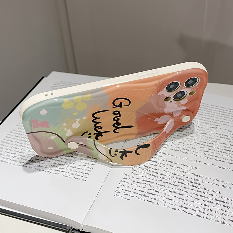 Halo Dye Smiling Face Suitable for iPhone15ProMax iPhone 14pro Phone Case Women's 12 Case 13promax Wrist Strap New 13promax Lens Full Cover Anti Drop Explosion Protection Case Advanced Sense xsmax Soft Adhesive se2se3 Pr