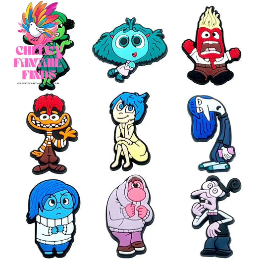 9Pcs/Set Miniso Cute inside Out 2 Shoe Charms Decoration Accessories For Classic Clog Kids Gifts Diy Clogs Sandal Wristband Cheeky Fantail Finds