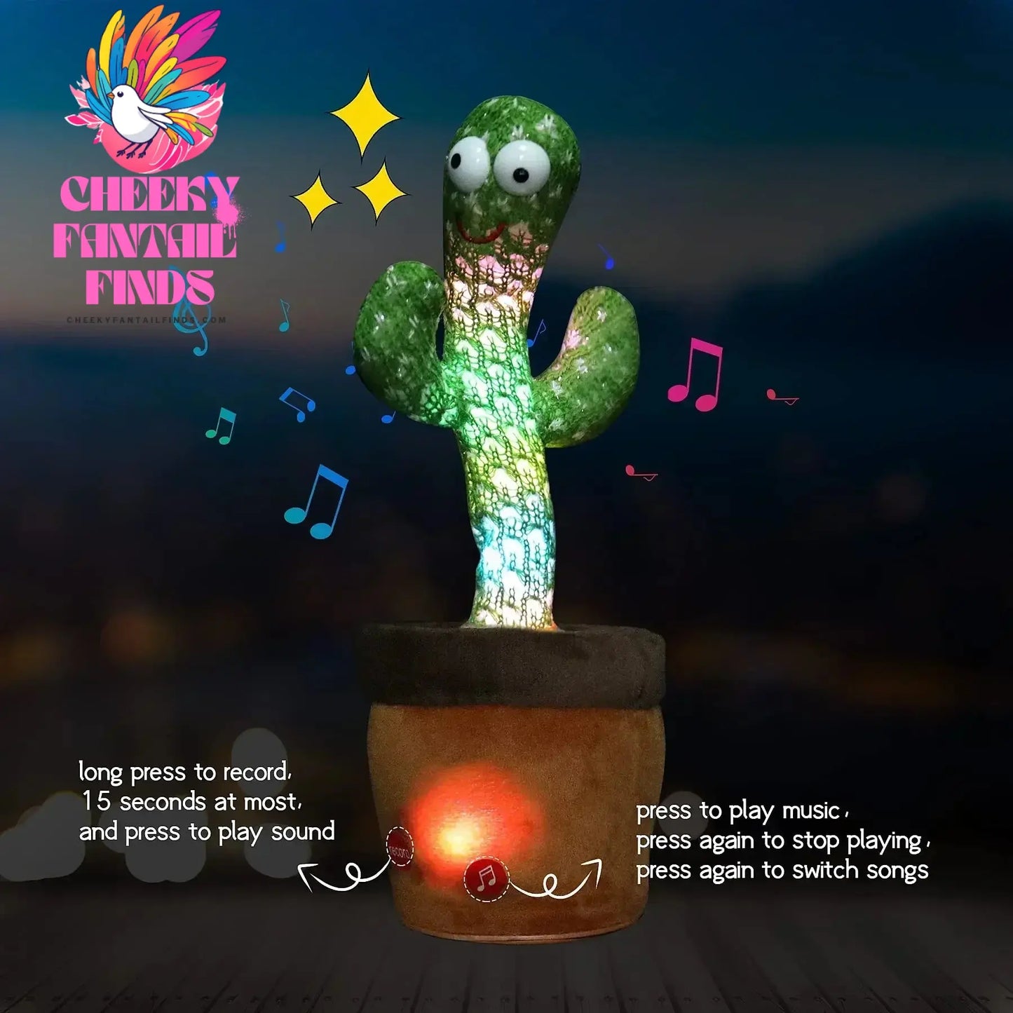 A Talking Cactus Toy That Can Be Charged, Recorded, and Repeated. Suitable for Spanish, English, and Arabic Voice Changer Cheeky Fantail Finds