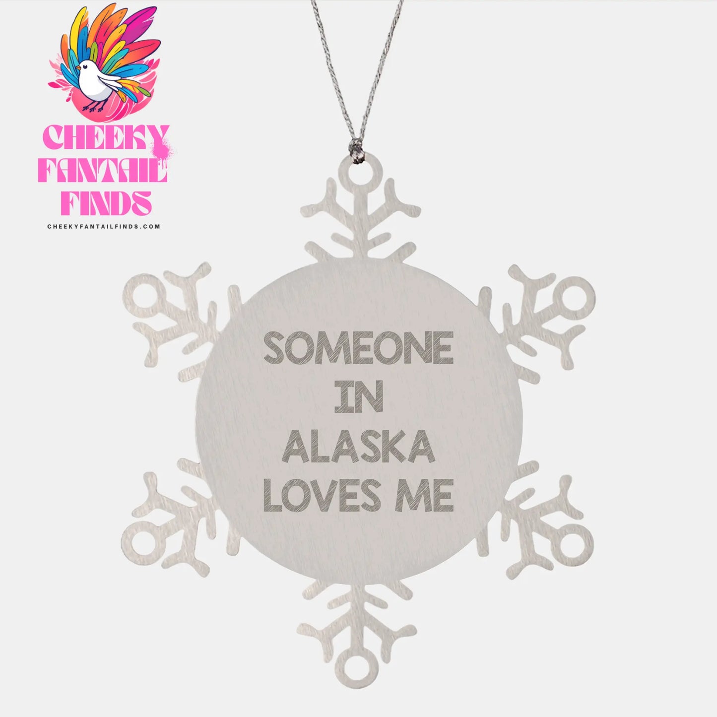 Alaska Gifts for Men from Someone in Alaska Loves Me, Snowflake Ornament, Christmas Unique Gifts, Premium Stainless Steel, Shatterproof, Durable - Image 1