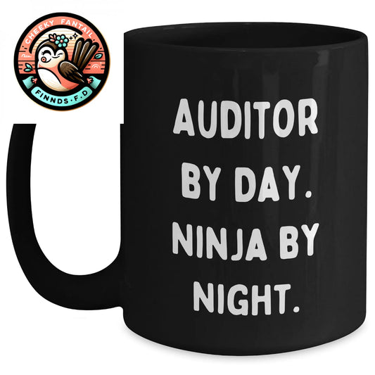 Auditor Gifts, 'Ninja By Night' Funny Black Coffee Mug for Father's Day, Gifts from Men, Women, Family, or Coworkers - Main