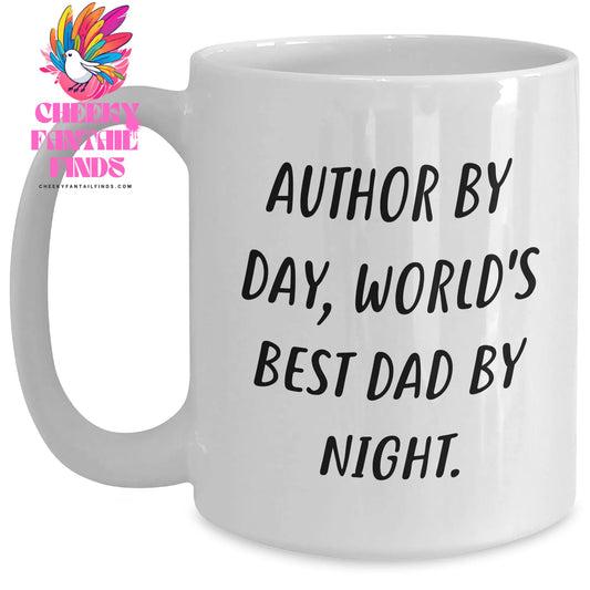 Author's Humorous White Coffee Mug, Gifts from Men, Unique Father's Day Unique Gifts for Author, White Coffee Mug for World's Best Dad - Main