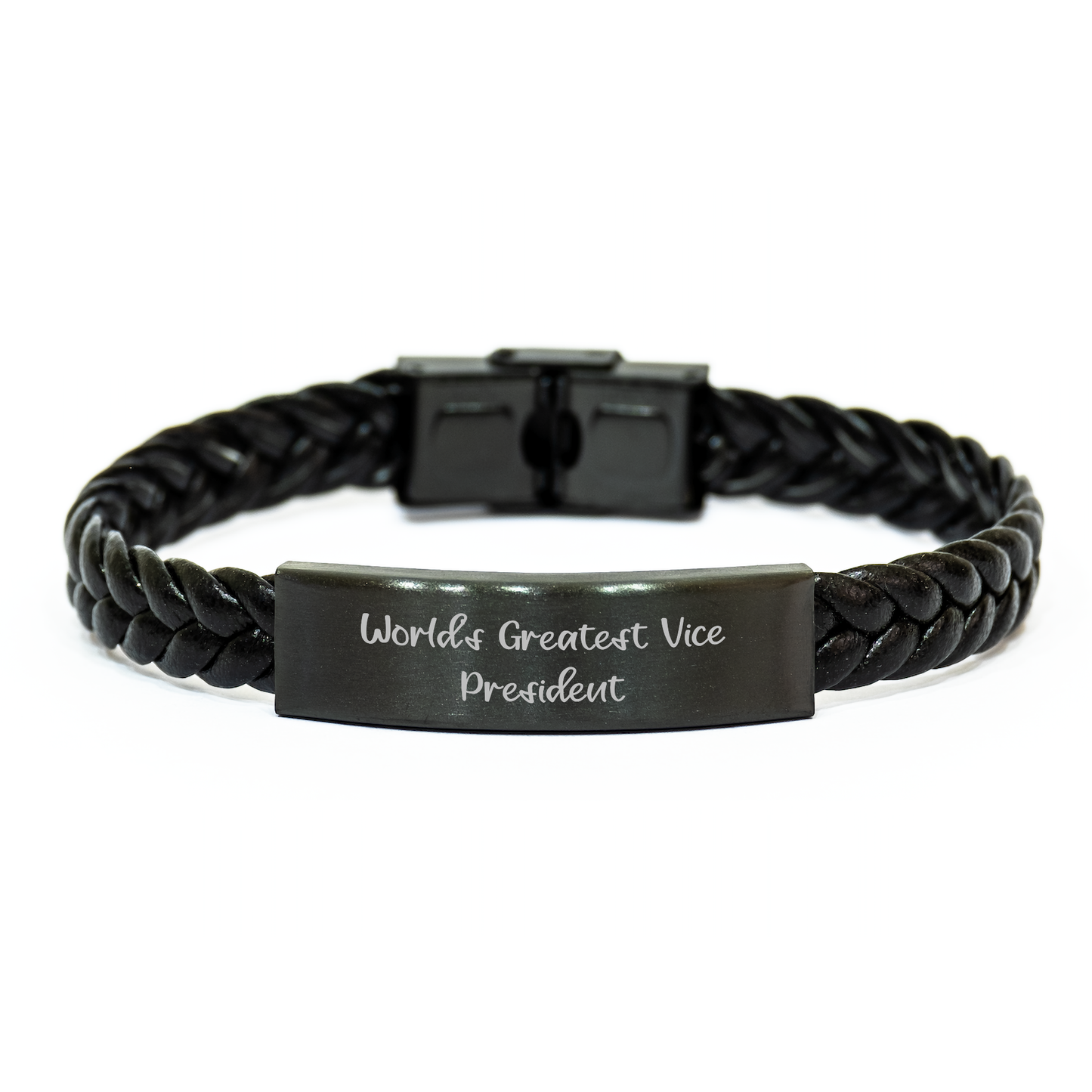 Witty Vice President Gifts - Funny Interlaced Leather Bracelet, Gifts from Friends for World's Greatest Vice President, Graduation Unique Gifts - Image 1
