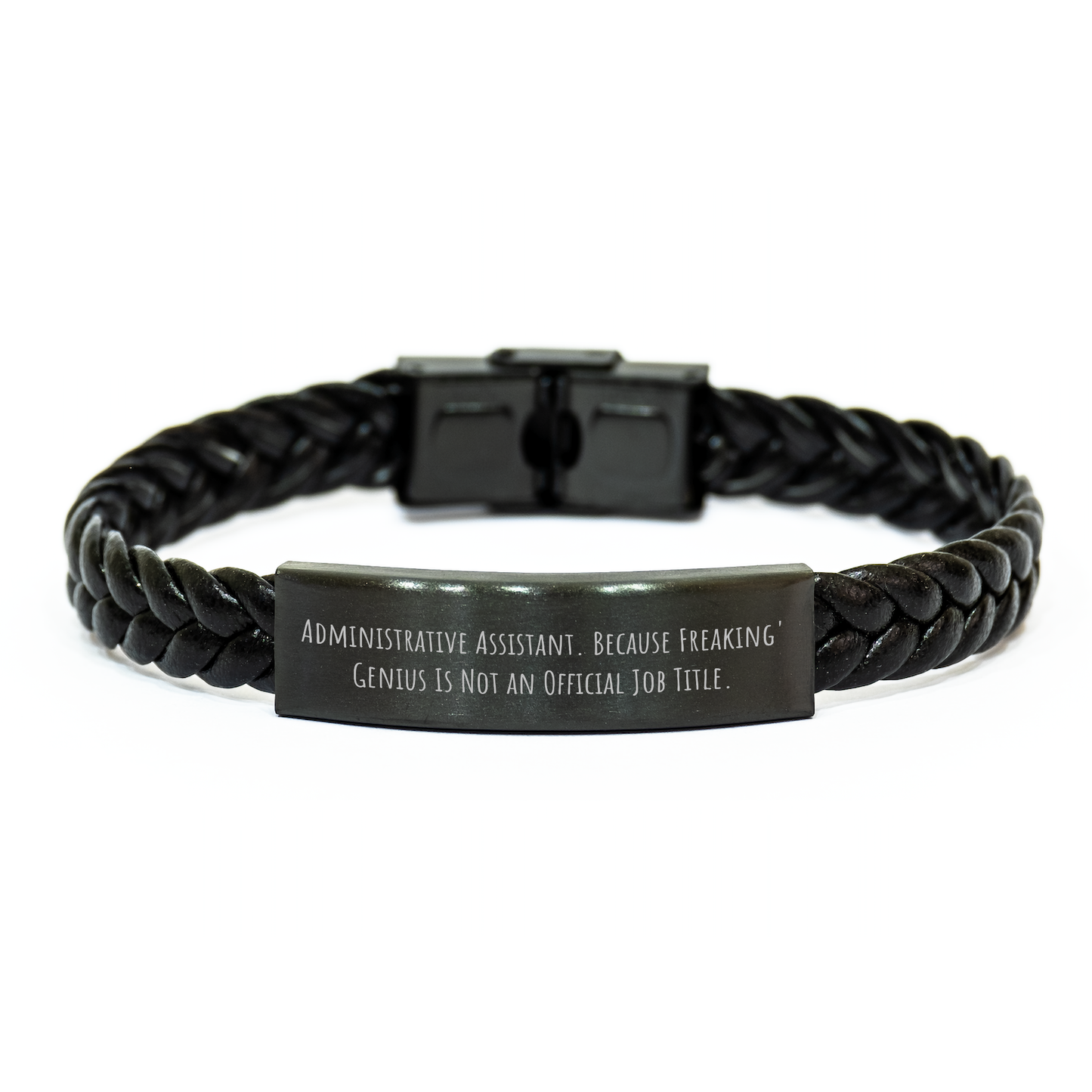 Administrative Assistant Gifts, Funny Quote Interlaced Leather Bracelet, Gifts from Friends for Administrative Assistant, Graduation Unique Gifts, Interlaced Leather Wrap - Image 1