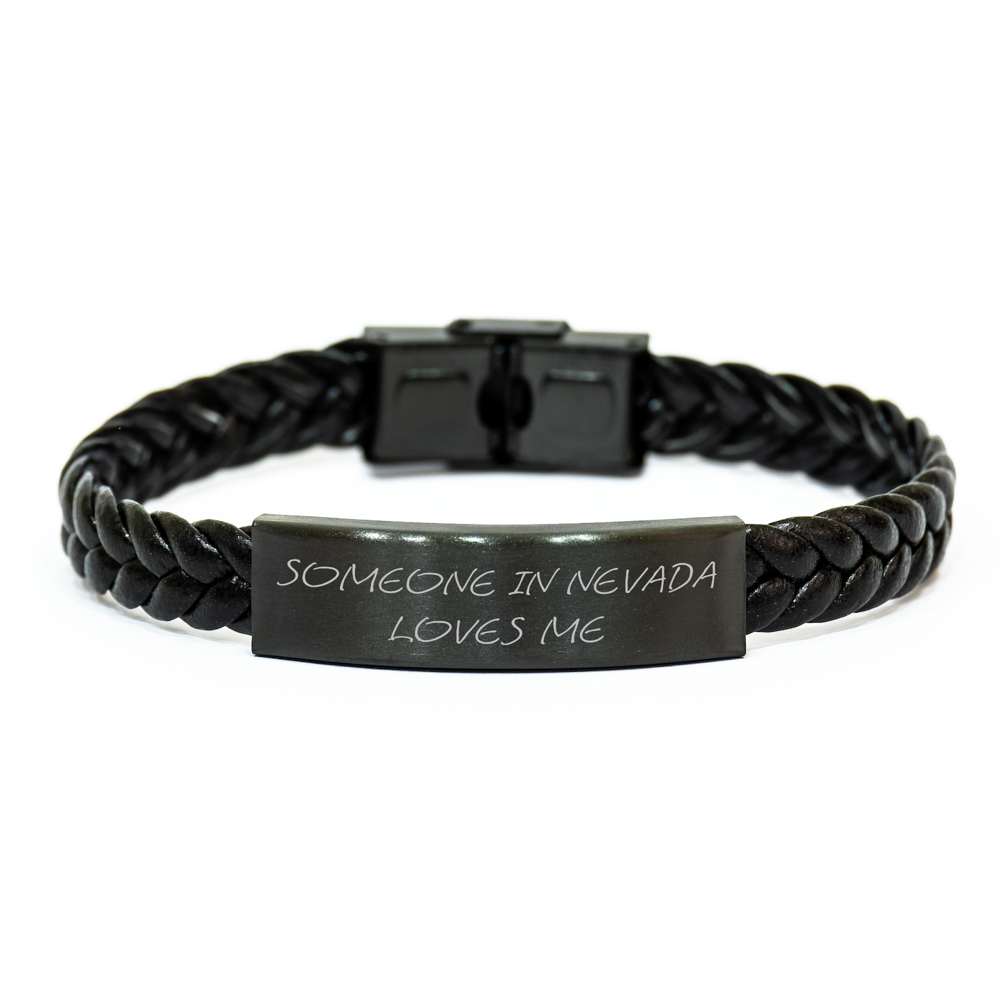 Someone In Nevada Loves Me Interlaced Leather Bracelet, Funny Quote Gifts from Men to Friends in Nevada, Unique Father's Day Unique Gifts - Image 1