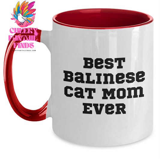 Balinese Cat Mom, The Best Family Unique Gift for Father's Day, Funny Quote on Two Tone Coffee Mug - Main