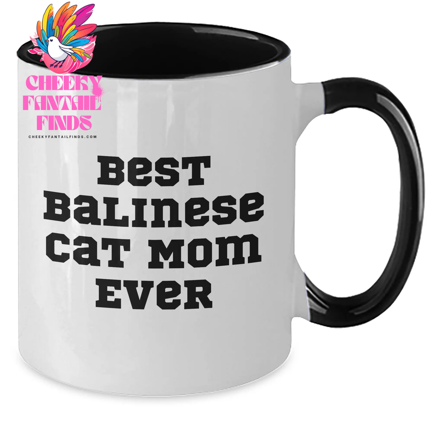 Balinese Cat Mom, The Best Family Unique Gift for Father's Day, Funny Quote on Two Tone Coffee Mug - Additional