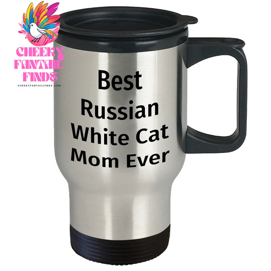 Best Gifts for Russian White Cat Mom Ever | Funny Father's Day Unique Gifts for Russian White Cat Lovers | Travel Mug with Quote | 14oz - Image 2