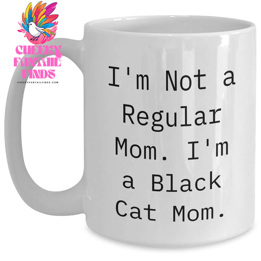 Black Cat Mom Funny Quote Gifts from Mom to Dad for Father's Day Unique White Coffee Mug - Main