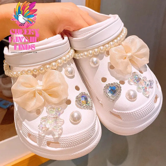 Bowknot Pearl Sneakers Accessories Shoe Buckle Jewelry Cheeky Fantail Finds