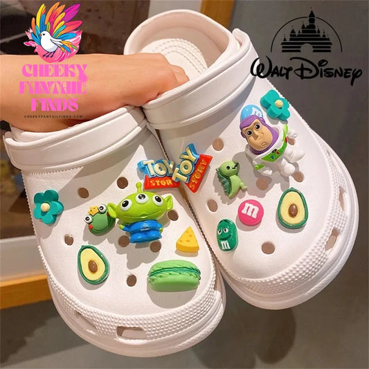Buzz Lightyear Toy Three Eyed Monster Strawberry Bear Classic Cartoon Shoe Jewelry DIY Decorative Shoes Charm Set Shoe Buckles Cheeky Fantail Finds