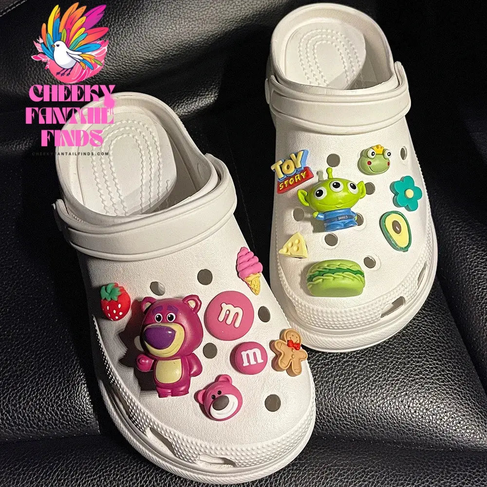 Buzz Lightyear Toy Three Eyed Monster Strawberry Bear Classic Cartoon Shoe Jewelry DIY Decorative Shoes Charm Set Shoe Buckles Cheeky Fantail Finds