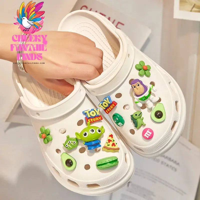 Buzz Lightyear Toy Three Eyed Monster Strawberry Bear Classic Cartoon Shoe Jewelry DIY Decorative Shoes Charm Set Shoe Buckles Cheeky Fantail Finds