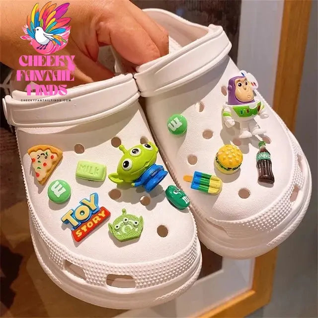 Buzz Lightyear Toy Three Eyed Monster Strawberry Bear Classic Cartoon Shoe Jewelry DIY Decorative Shoes Charm Set Shoe Buckles Cheeky Fantail Finds