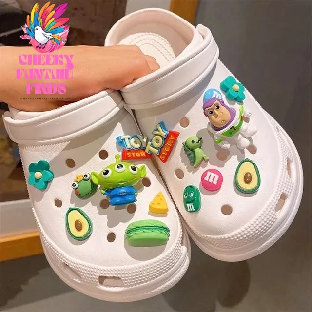 Buzz Lightyear Toy Three Eyed Monster Strawberry Bear Classic Cartoon Shoe Jewelry DIY Decorative Shoes Charm Set Shoe Buckles Cheeky Fantail Finds