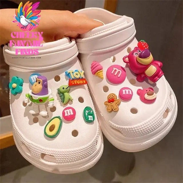 Buzz Lightyear Toy Three Eyed Monster Strawberry Bear Classic Cartoon Shoe Jewelry DIY Decorative Shoes Charm Set Shoe Buckles Cheeky Fantail Finds