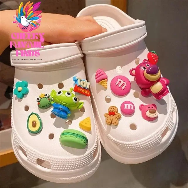 Buzz Lightyear Toy Three Eyed Monster Strawberry Bear Classic Cartoon Shoe Jewelry DIY Decorative Shoes Charm Set Shoe Buckles Cheeky Fantail Finds