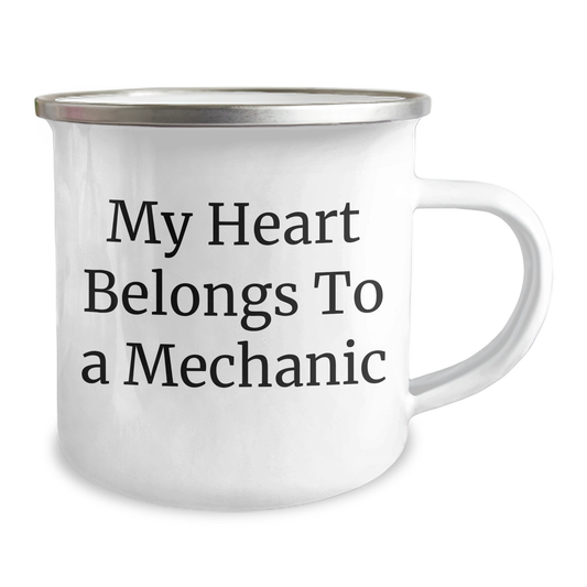 Funny Mechanic Gifts: Heart Belongs to Gifts from Men for Mechanic Friends, Unique Camping Mug for Graduation - Image 2