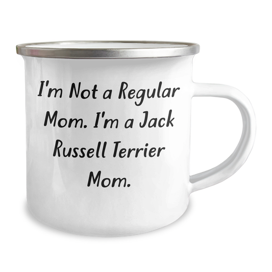 Funny Jack Russell Terrier Mom Gifts for Men, 'I'm Not A Regular Mom. I'm A Jack Russell Terrier Mom.' Enamel Camping Mug, Unique Father's Day Unique Gifts from Mom to Dad - Image 2