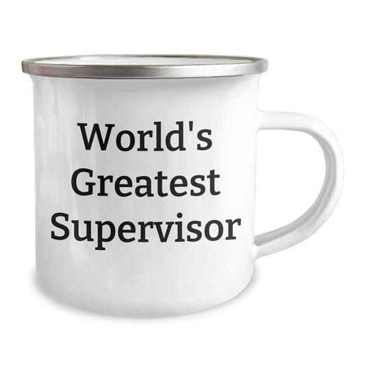 Funny Supervisor Quotes Gifts for Men, World's Greatest Supervisor Camping Mug, 12 oz Stainless Steel with Enamel Finish, Gifts from Family, Perfect for Father's Day - Image 2
