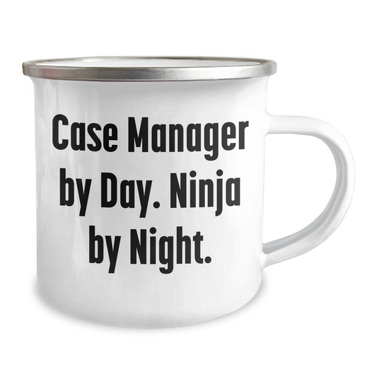 Case Manager Ninja Mug, Funny Father's Day Unique Gifts from Friends to Case Manager, 12 oz Stainless Steel with Enamel Finish, 'Case Manager By Day. Ninja By Night.' Quote - Image 2